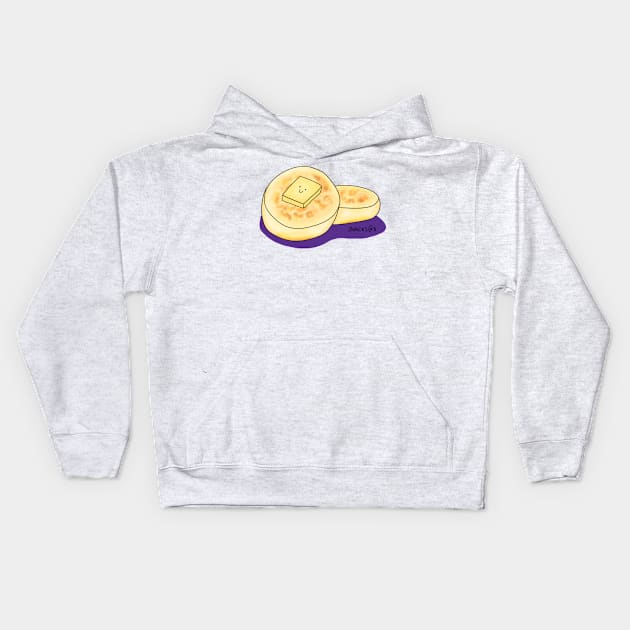 Little crumpets with butter Kids Hoodie by Snacks At 3